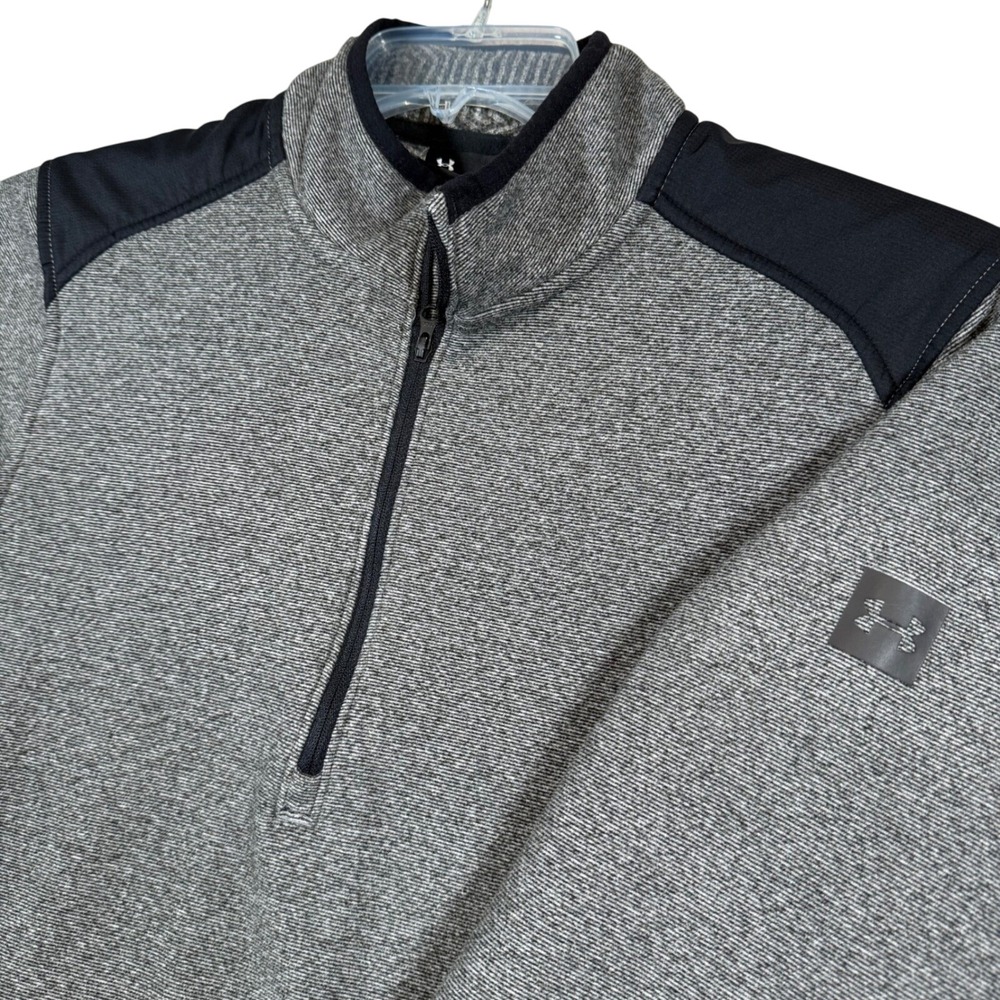 Under Armour Mens‎ Small ColdGear Infrared Quarter Zip Pullover Gray Black